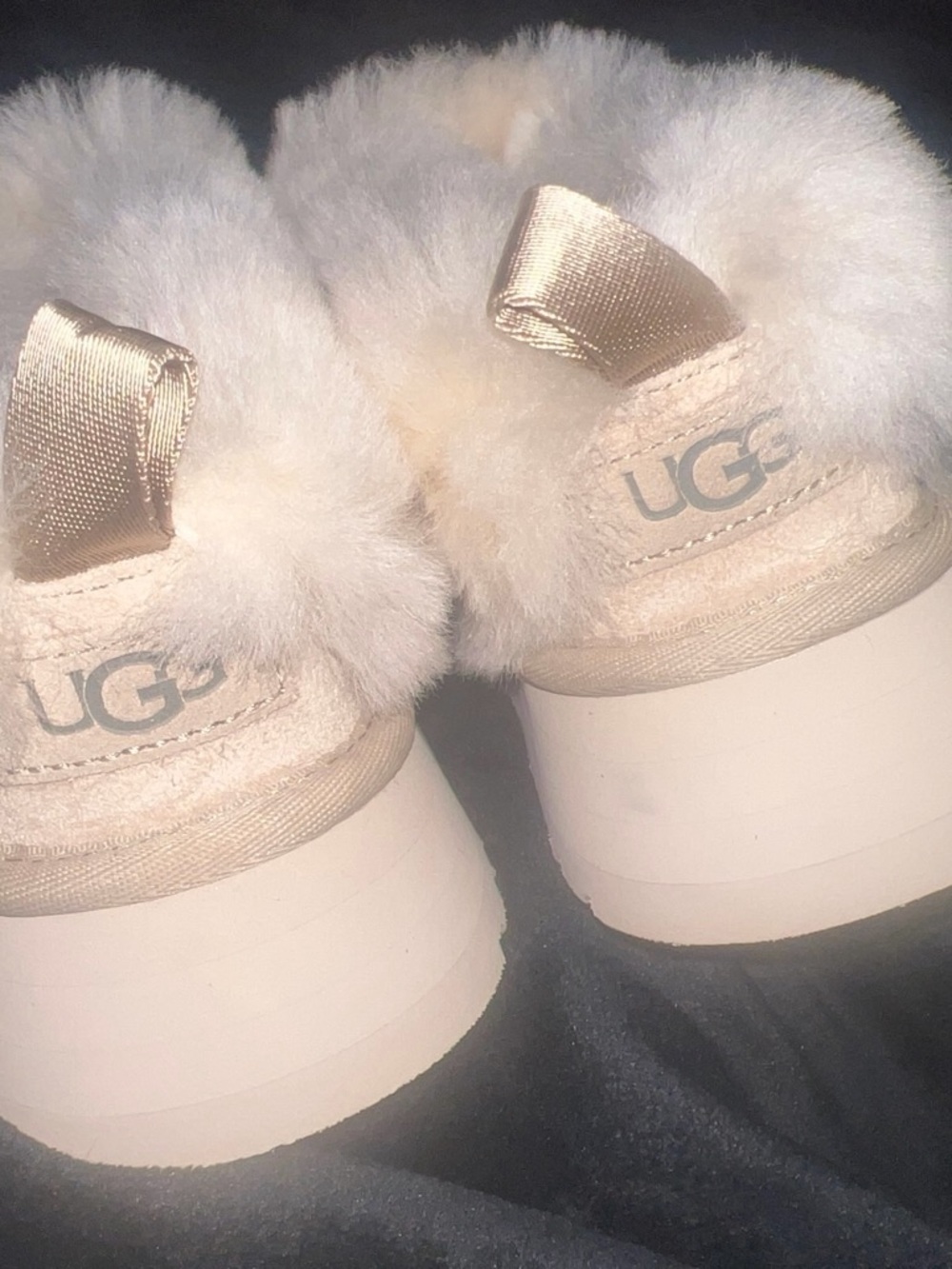 UGG Women's Blush Pink Shearling Platform Slippers